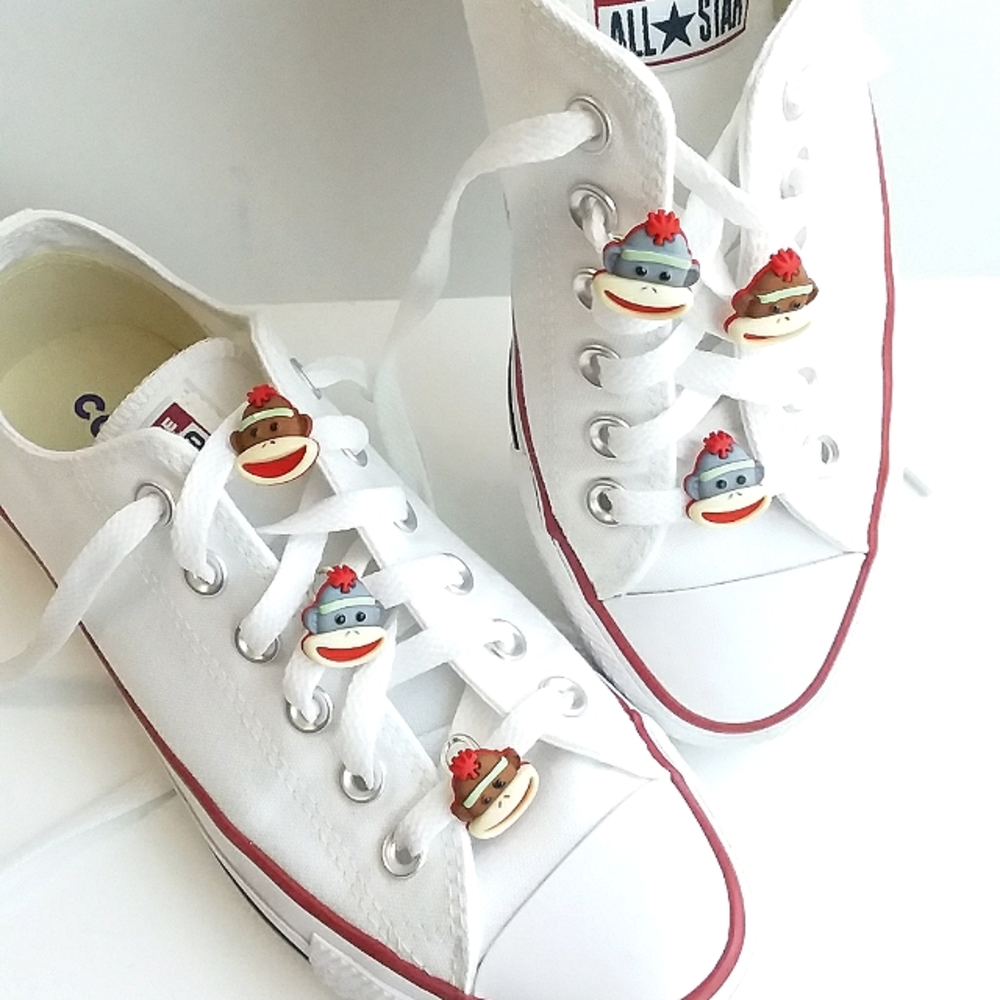 4/$20 Sock Monkey shoelace charm roller skate charm